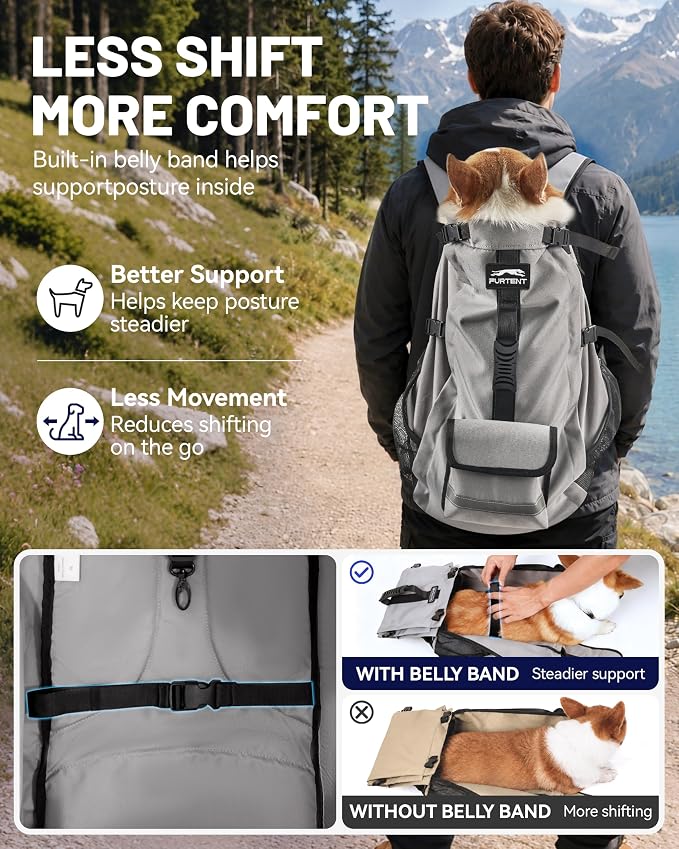 Dog Backpack Carrier for Small and Medium Dogs 4-Layer Safety Design (M) | Detachable Waist Bag with padded shoulder straps, breathable mesh and storage pockets for travel and hiking