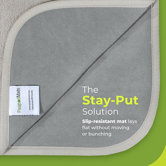 PeapodMats Bedwetting Waterproof Bed Mat, Reusable 3x5 Sand | Washable reusable bed mat for bedwetting, incontinence, kids, adults, pets, and mattress protection.