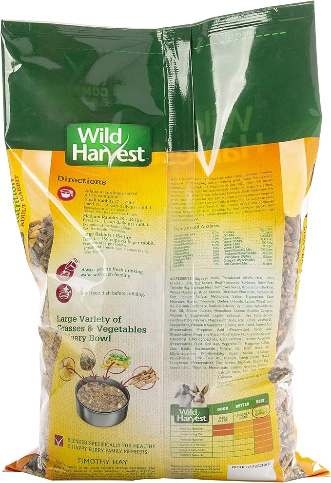 Wild Harvest Advanced Nutrition Adult Rabbit 8 Pounds, Complete and Balanced Diet, Pack of 3 (G19808-CAS)