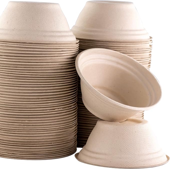 Vet-Grade Biodegradable Disposable Tan Kraft Pet Bowls Bulk 200Pk 8 Oz/1 Cup. Non-Toxic Food and Water Dishes for Puppies, Small Dogs or Cats. Sturdy and Leakproof for Healthy Pets!