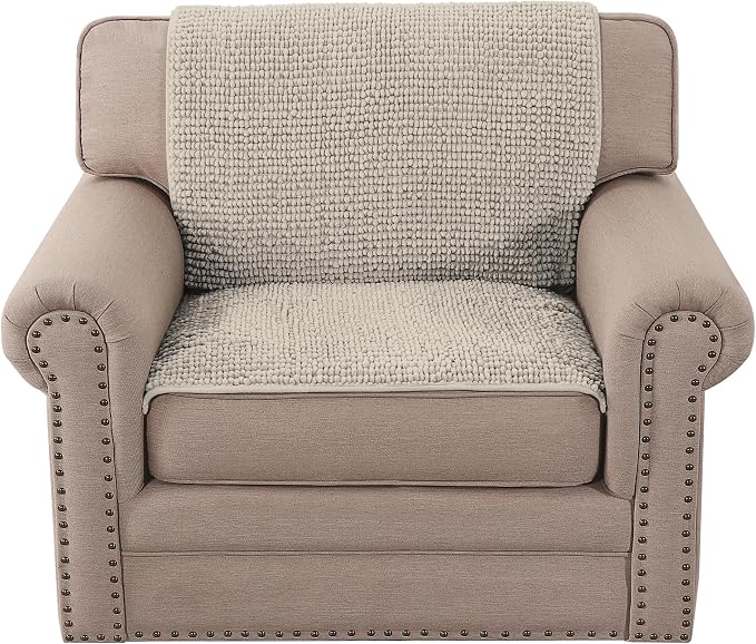 H.VERSAILTEX Plush Chenille Couch Armrest Cover 2 Packs Thick and Soft Sofa Covers Furniture Protector Cover for Pets (27.5" x 27.5", Island Fossi)