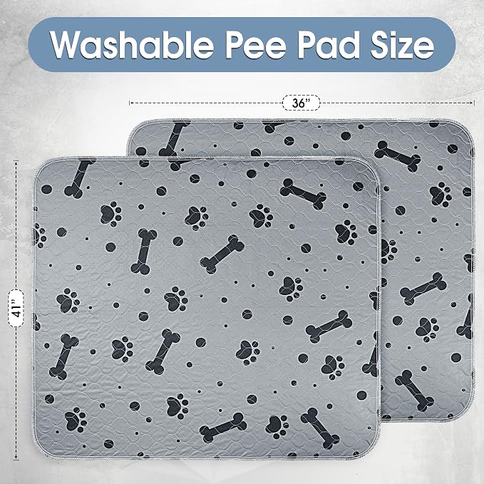 Washable Pee Pads for Dogs 2 Packs 36’’ x 41’’ Washable Puppy Pads Waterproof Dog Pee Mats Heavy Absorbent with Non Slip Bottom for Indoor Pet Training
