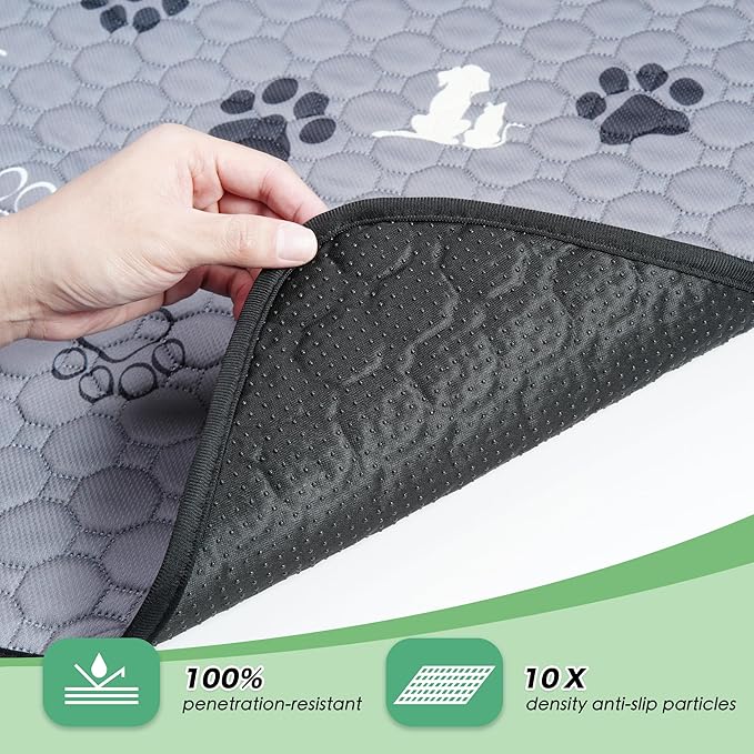 WanpeeGoo Washable Pee Pads, Puppy Pee Pad for Dogs, 2 Pack Absorbent Reusable Training Dog Pads Pet Puppy Pads, Non-Slip Potty Pads for Whelping, Playpen, Crate, Bed, Grey 24"x24"