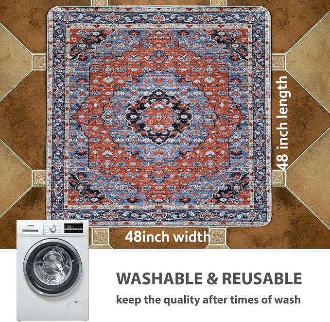 nunubaby Washable Pee Pads for Dogs, Stylish, Non-Slip and Leak-Proof Pee Pads. Reusable Potty Pads for Dogs for Crates and Floors.(Red/Floral,48" x48" )