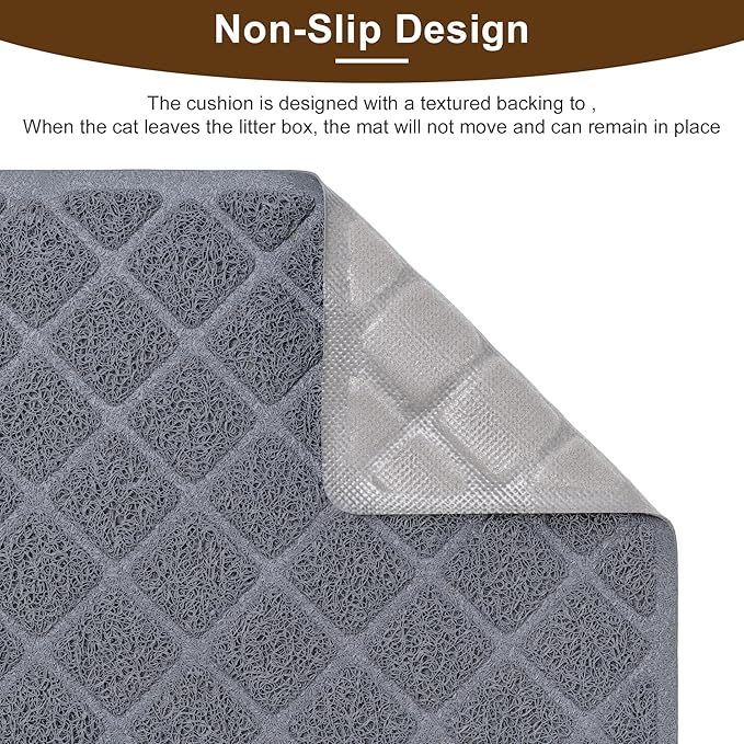 Cat Litter Mat Litter Box Mat,Litter Trapping Mat Premium Durable PVC Pad, 24 x 35 Inches Kitty Litter Box, Easy to Clean,Non-Slip，Urine Waterproof,Black