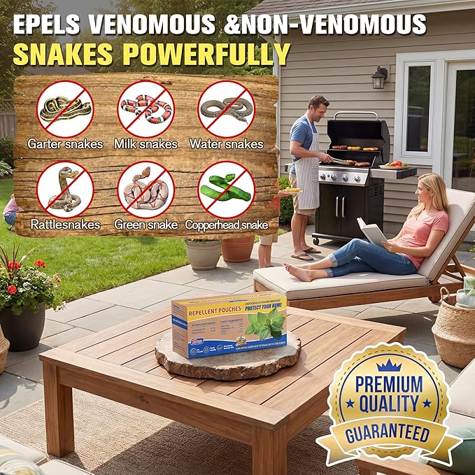 20 Pack Snake Repellent for Indoor & Outdoor Use, Natural Snake Away for Yard Powerful, Safe for Kids&Pets, Reptile Deterrent Pouches Repels Against Poisonous and Non Poisonous Species