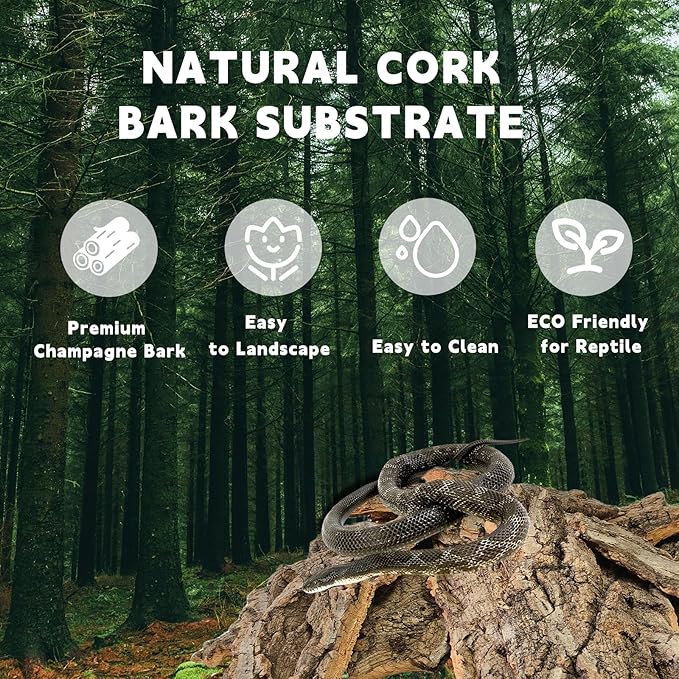 BNOSDM Reptile Terrarium Bark Substrate Bedding Tortoise 3.9-5.9in Natural Cork Bark Reptile Climbing Mat Habitat Decor for Lizard Snake Spiders Hermit Crabs Tarantula Geckos Bearded Dragons (1.4LB)