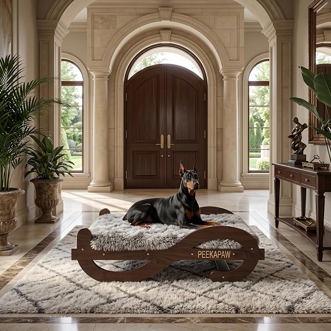 Wood Elevated Raised Dog Bed Frame Mat Set,80lb | Trainer Recommended Australian design Sturdy Attractive Dog Furniture Sofa Couch