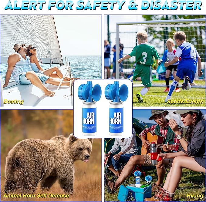 Saillong 1.4oz Marine Boat Air Horn, Loud Air Horns for Safety, Mini Small Blow Fog Bear Horn, Meet Coast Guard, Emergency Use for Marine Boating Sporting Events Outdoor Alarm