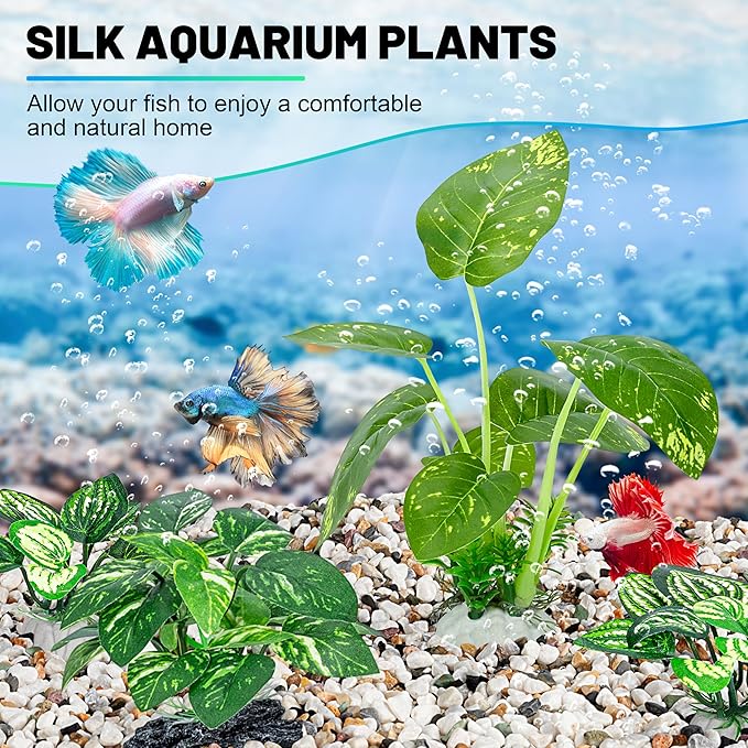 MyLifeUNIT Betta Fish Tank Decor, 10 Pack Silk Aquarium Plants for Aquarium Decoration and Fish Tank Decoration