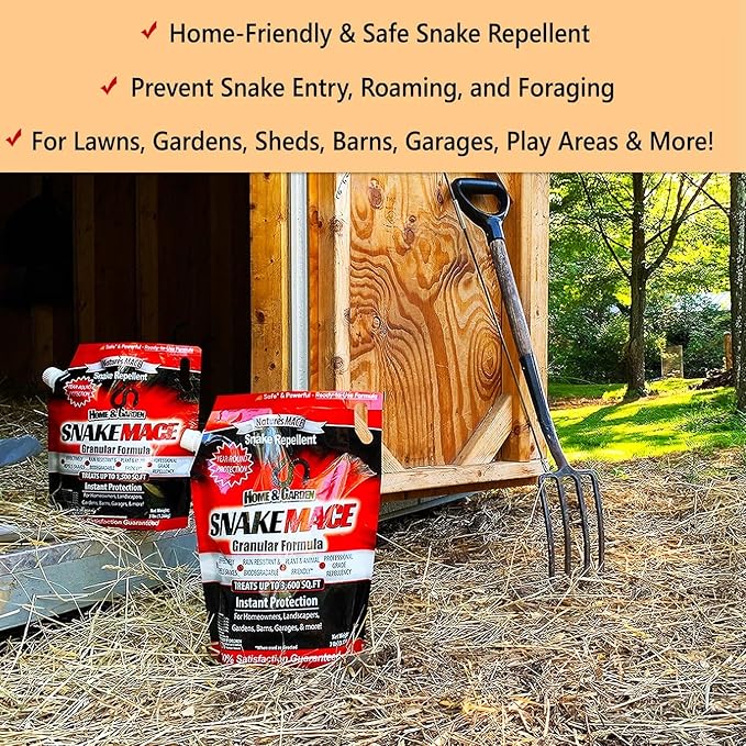 Nature's Mace Snake Mace 125 Pounds, Snake Repellent for Yard, Home, Garden, Get Rid of Snakes, Outdoor Repelling Granules, Deterrent, Plant Friendly, Pet Safe, Defense Granular Formula