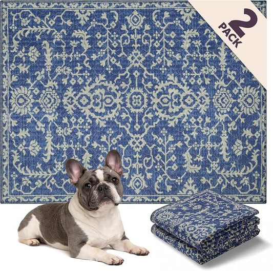 Lovewag Reusable Washable Dog Pee Pads, Royal Blue Quilt 36x48, 2 Pack | Non-slip, waterproof, absorbent dog pee pads for potty training, whelping, senior dogs, multi-pet households, easy to clean