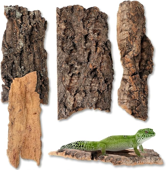 BESPORTBLE 4PCS Reptile Bark Decor Wood, Bearded Dragon Tank Accessorie Cork Hides Flats for Lizard Geckos Tortoise Terrarium Aquarium, Water Cork Tube Decor Random Shape Size 8-14cm