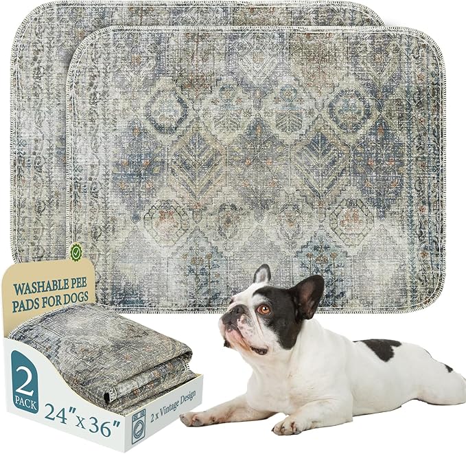 Homimp Washable Pee Pads for Dogs, 2 Pack Reusable Puppy Pads Waterproof,Absorbent and Leakproof Dog Pee Pads,Non Slip Puppy Training Pads, Pet Mat for Floor, Crate, Couch, Whelping, Grey 24"x36"