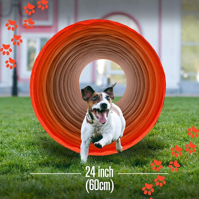 Houseables Dog Agility Tunnel, Dog Tunnel, Agility Equipment, 18 Feet, Puppy Obstacle Course, Crawling, Pet Playground, Small, Medium, Large, Indoor/Outdoor, Play, Pop Up Set, Exercise Tube, Toy, Red | Houseables Agility Equipment, Puppy Obstacle Cours...