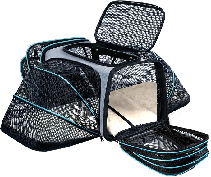 Cat Dog Airline Approved Expandable Pet Carrier for Small Pets | Removable Pad, Pockets, TSA Compliant, Soft-Sided, Breathable Mesh Window
