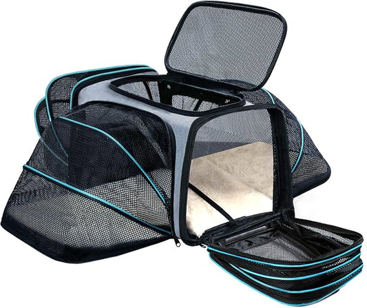 Cat Dog Airline Approved Expandable Pet Carrier for Small Pets | Removable Pad, Pockets, TSA Compliant, Soft-Sided, Breathable Mesh Window