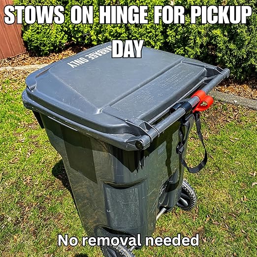 MAX – Extreme Weather Trash Can Lock, Rigid Polycarbonate Design Won’t Warp or Crack, Raccoon-Proof Garbage Bin Strap, One-Hand Operation