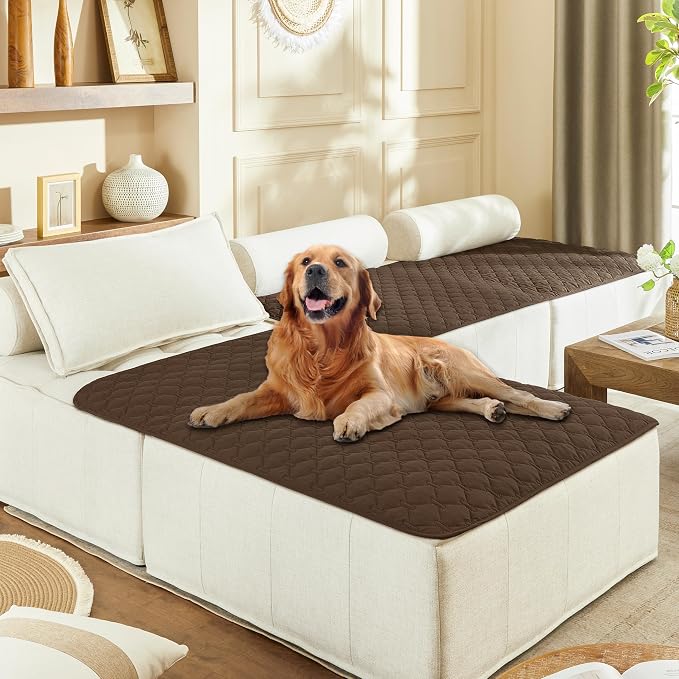 gogobunny 3X Stronger Waterproof Pet Blanket, Scratch Proof Furniture Protector for Dogs Cats, Reversible Cover 40x50 Inch, Dark Chocolate