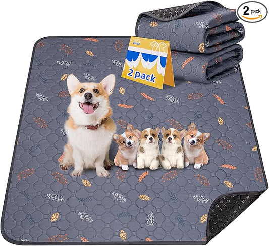 Sunheir 2-Pack Extra Large Reusable Dog Mat for Floor, Waterproof Dog Playpen, Super Absorbent Washable Pee Pads for Dogs, Pet Whelping Mat, Potty Training - 36" x 72"