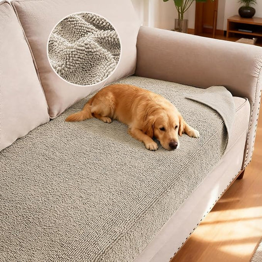 H.VERSAILTEX Non Slip Pet Couch Cover Chenille Dog Bed Protector Thick Soft Sofa Slipcover Pet Friendly Washable Couch Cushion Covers for Pets (30" x 53", Island Fossi)
