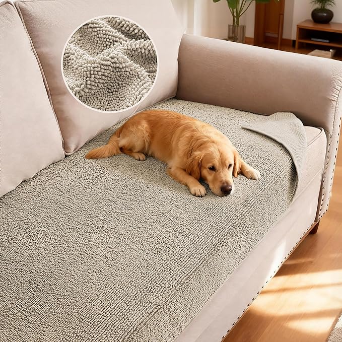 H.VERSAILTEX Non Slip Pet Couch Cover Chenille Dog Bed Protector Thick Soft Sofa Slipcover Pet Friendly Washable Couch Cushion Covers for Pets (30" x 70", Island Fossi)