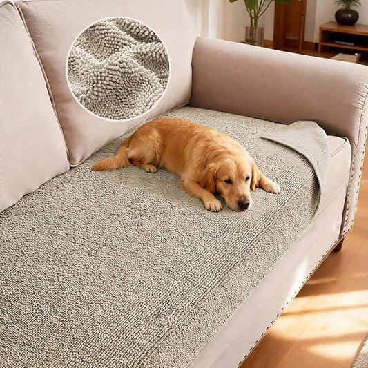H.VERSAILTEX Non Slip Pet Couch Cover Chenille Dog Bed Protector Thick Soft Sofa Slipcover Pet Friendly Washable Couch Cushion Covers for Pets (30" x 70", Island Fossi)