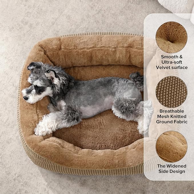 Large Dog Bed, Washable Orthopedic Warming Soft Sleeping Durable with Anti-Slip Bottom