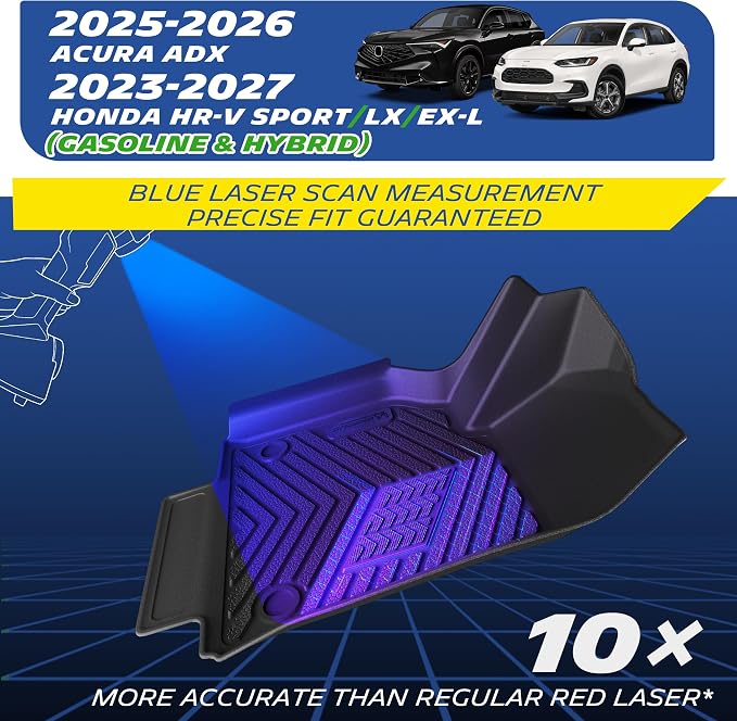 Michelin Vehicle Mats, Premier Series All-Weather TPE Custom Fit Liner for Honda HR-V LX/EX-L/Sport 2023-2026 Gasoline & Hybrid & Acura ADX 2025-2026, without Premium Audio System, Floor Mats(6 Piece)