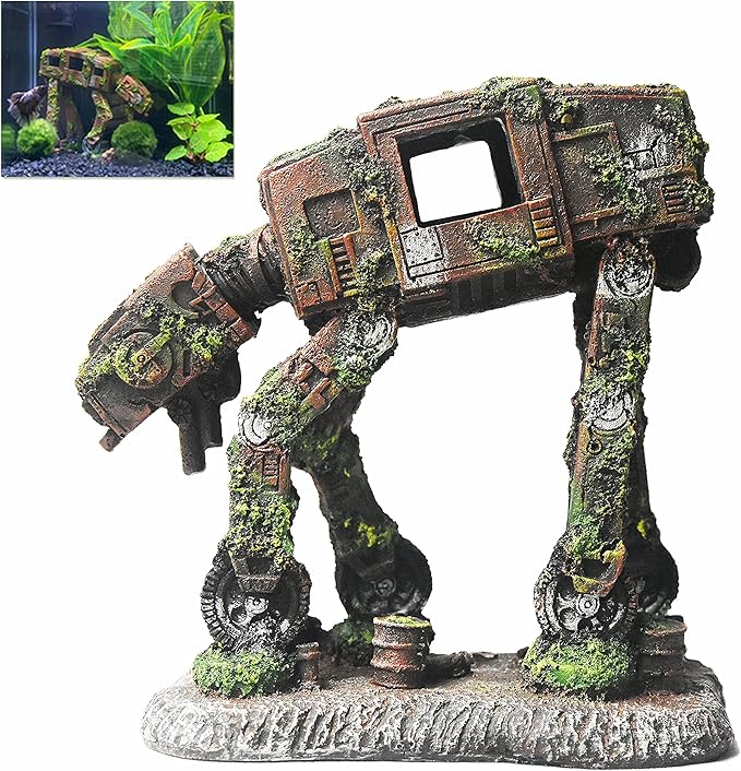 fazhongfa Fish Tank Decorations Star Wars Aquarium Accessories Small to Large Fish Tank Resin Decor for Betta Goldfish Hideouts Cave Hide Ornament Backgrounds (at-Small)