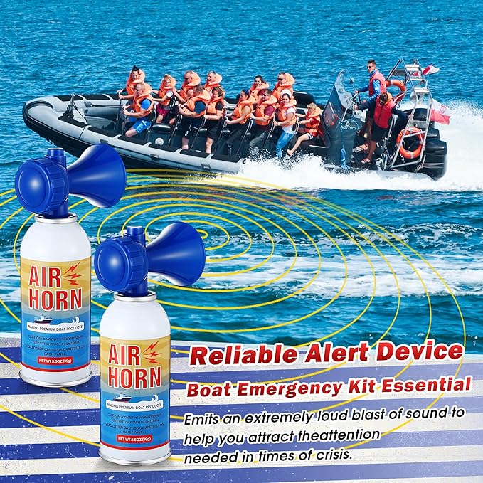 1 Pack 3.5oz Large Air Horn, 122DB Very Loud Air Horns Can, Marine Boat Horns for Safety, Meet Coast Guard, Fog Blow Horn Boat Accessories, Ideal for Boating, Camping, Hiking