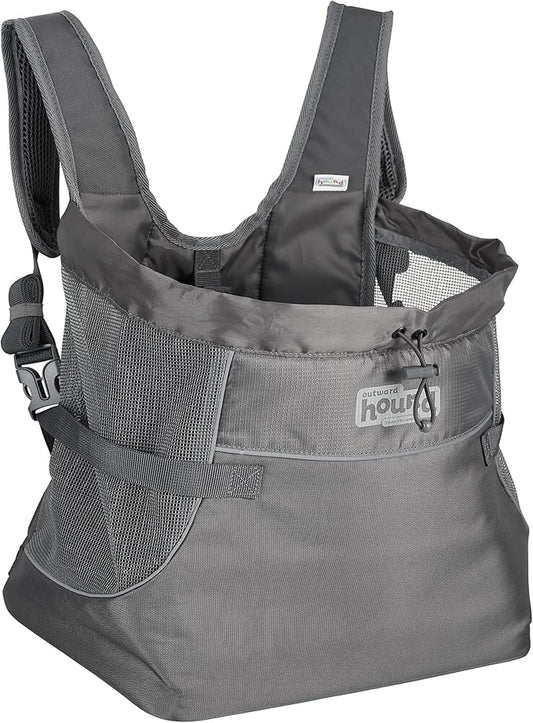 Outward Hound PupPak Dog Front Carrier, Grey, Medium, 12.5" x 9" x 14" | Hands-Free Pet Backpack, Water-Resistant, Breathable Mesh, Safety Clip, Hiking & Camping, Small Dogs up to 20 lbs