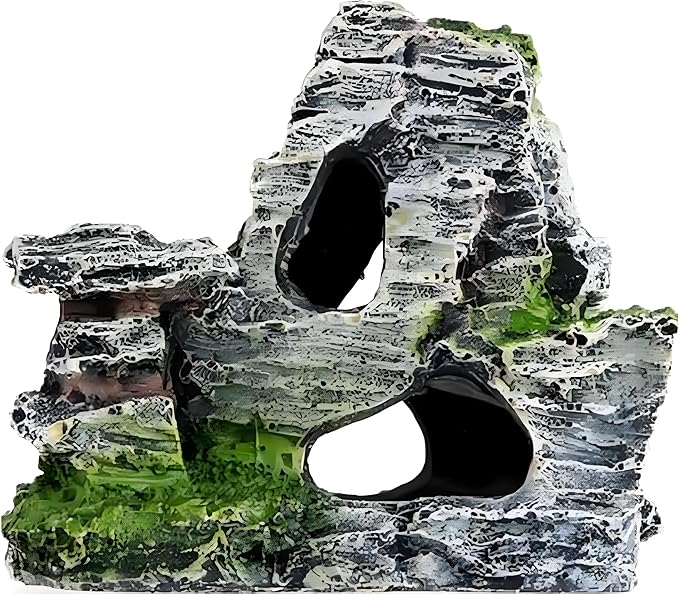 Artificial Moss Rock Cave Aquarium Decor, Fish Tank Hideout, Mountain Terrain Ornament