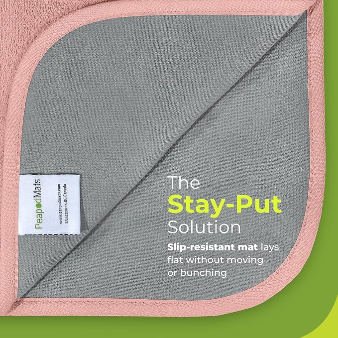 PeapodMats Bedwetting Waterproof Bed Mat, Reusable 3x5 Peach/Pink | Washable reusable bed mat for bedwetting, incontinence, kids, adults, pets, and mattress protection.