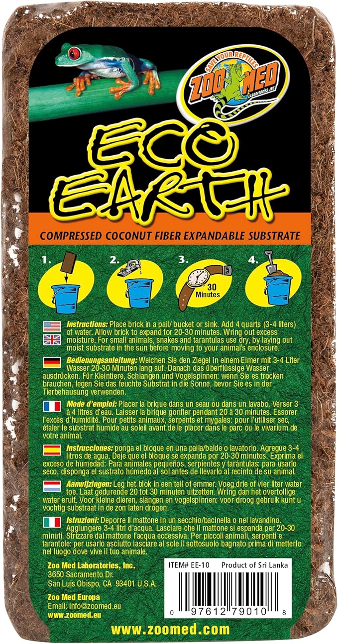 Eco Earth Compressed Coconut Fiber Substrate Single Brick, 2 Pack