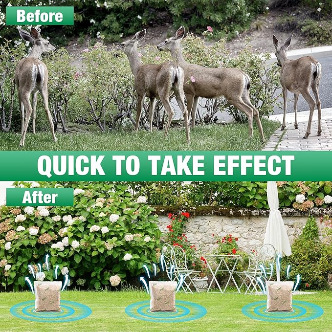 16 Pack Natural Deer Repellent Pouches, Peppermint Deer Repellent Keep Deers Out from Outdoor Tree Yard Attic Garden House, Long-Lasting Protection, Safe for Dogs and Children