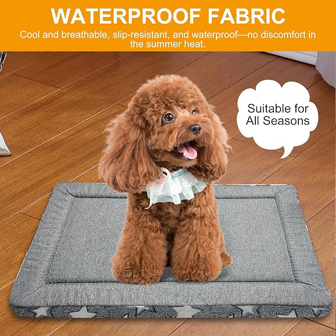 Washable Dog Bed Plush Orthopedic Outdoor Crate Mat with Non-Slip Bottom,Luxe Soft Kennel Pad for Pets, Cozy Cage Cushion & Pet Sleeping Mattress Large Sized,Medium,Small Dogs,36 x 24 inch,Grey