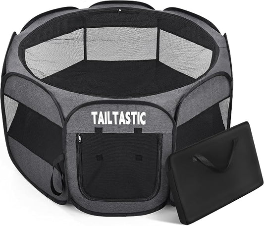 Large Cat Playpen for Multiple Cats, Extra Spacious Pet Tent Playground, Portable Dog Exercise Pen with Room for Toys & Bed, Indoor/Outdoor Enclosure for 2-3 Pets (Dark Grey, Large)