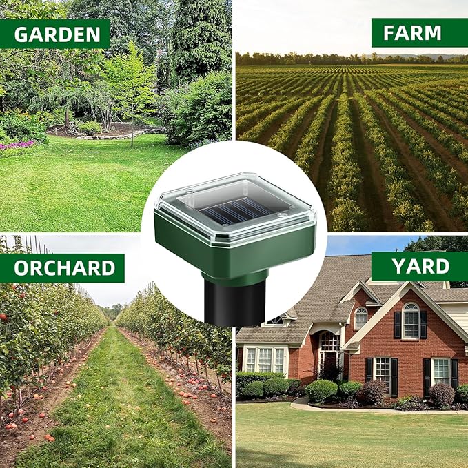 8 Pack Mole Repellent Solar Powered, Gopher Repellent Ultrasonic Mole Stakes Deterrent for Yard, Solar Rodent Repeller Outdoor for Vole Groundhog Chipmunk Snake Lawns Gardens Farms Burrowing Animals