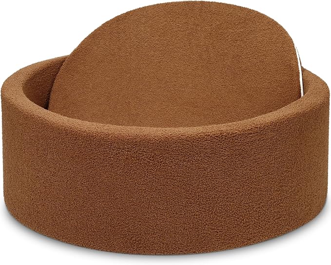 Imitation Teddy Colours Foam Ball Pit 35.4"x 11.8" Soft Round Playpen for Toddlers Dogs Cats with Soft Memory Sponge for Babies Indoor and Outdoor Game Brown (Balls not Included)