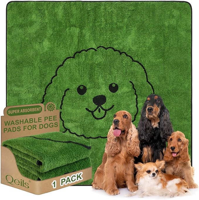 Reusable Puppy Pads , Washable Pee Pads for Dogs 72"x72" Extra Large | Super Absorbent & Leakproof Potty Training Pads, Plush Grass-Look With Non-Slip Backing For Crates, Playpens & Small Pets