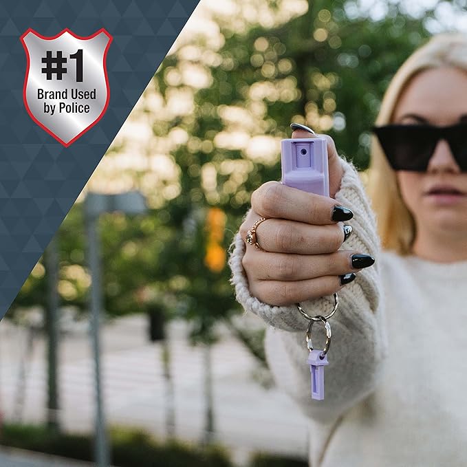 Sabre Pepper Spray - Quick Release Keychain for Easy Carry & Fast Access, Max Police Strength Self Defense OC Spray with UV Dye, 10 Sec. Spray Time, Finger Grip - Faster Aim, 0.54 fl oz,Secure Safety