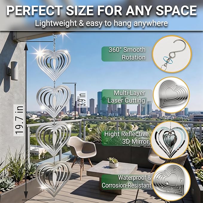 Reflective Bird Deterrents for Outside – Bird Repellent Devices Outdoor – 3D Wind Spinners Outdoor Garden Decor –3 Set Bird Repellent to Keep Woodpecker & Pigeons Away from Window Roof (Style 3)