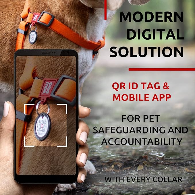 WAUDOG Waterproof Dog Harness - Adjustable for Large, Small and Medium Dogs - Heavy Duty with Durable Metal Clasp and QR Tag - Boy & Girl - Orange (20-32in)
