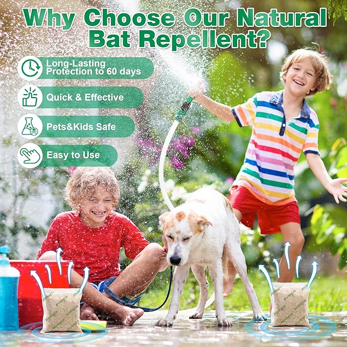 12 Pack Bat and Bird Repellent, Natural Peppermint Oil Eagle Repellent for Attic Indoor Outdoor Patio Garden Porch, Pet and Family Safe, Ready to Use