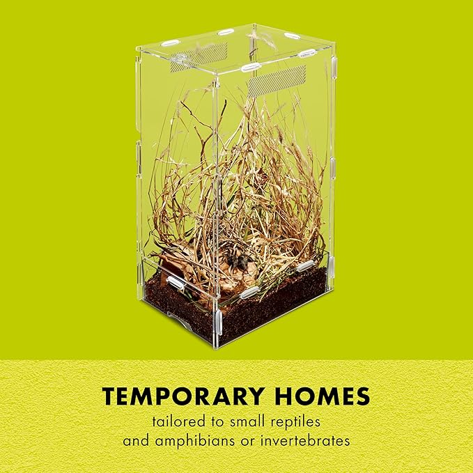 Zilla Micro Habitat Terrarium, Arboreal, with Locking Latch, for Isopods, Spiders, Insects, Small