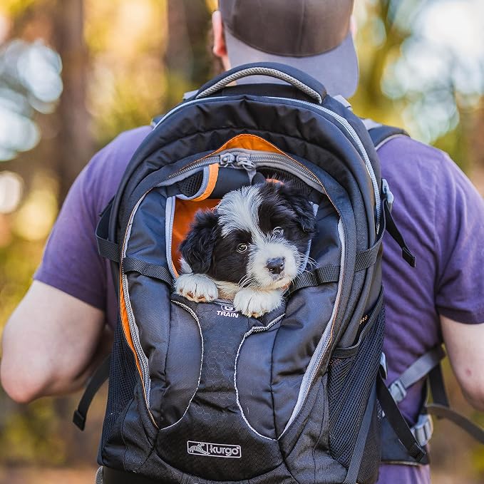 Kurgo G-Train Pet Carrier Backpack, Ink Blue | Cat & Dog Daypack for Outdoors & Travel, Waterproof Bottom, Ventilated Mesh Panels, Storage Pockets, For Pets up to 25Lbs