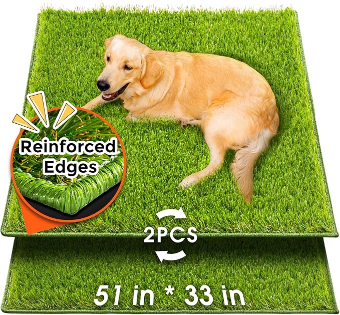 Hompet Artificial Grass for Dogs, 51"x33", Professional Dog Grass Mat, Easy to Clean with Drainage Holes, Potty Training Pad and Replacement Fake Grass Turf, Outdoor Rug Patio Lawn Decoration