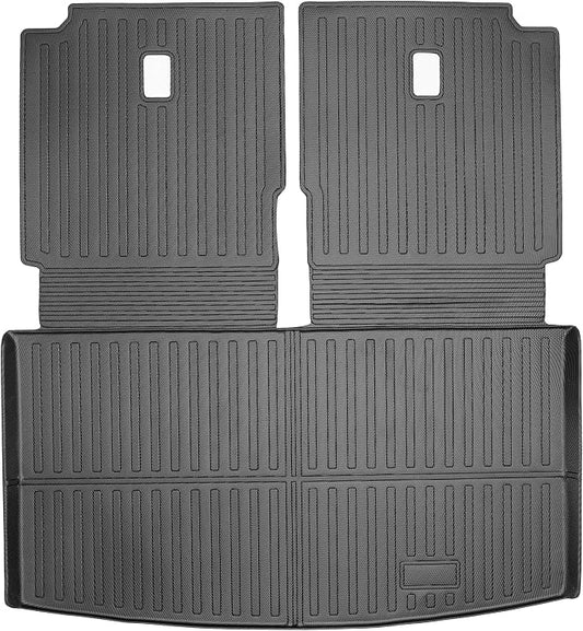 Yakitoko 3D TPE Car Trunk Cargo Liner Mat for Volkswagen Atlas 2018-2026 6/7 Seat with Backrest Mat Custom Fit All-Weather Waterproof Floor Protection, Heavy Duty & Odorless