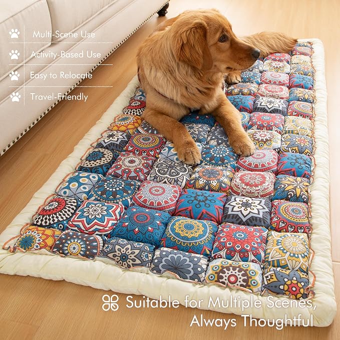 Couch Cover for Sofa, Sectional Couch Cover for Dogs, Sofa Cover Washable, Cushion Cover Blanket Pad Bed Mat for Pets, Boho Furniture Protector, Blue, 27.6x82.7in